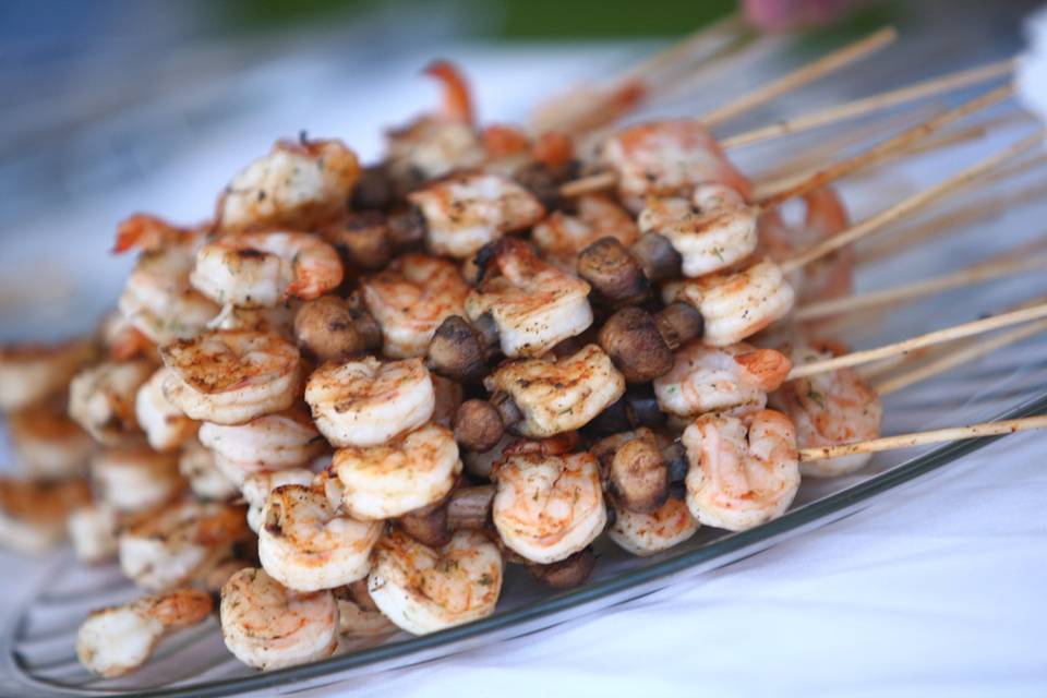 Grilled shrimp and mushroom