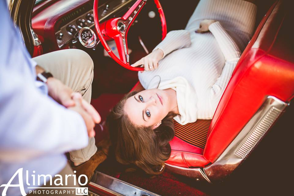 Engagement with Vintage Car