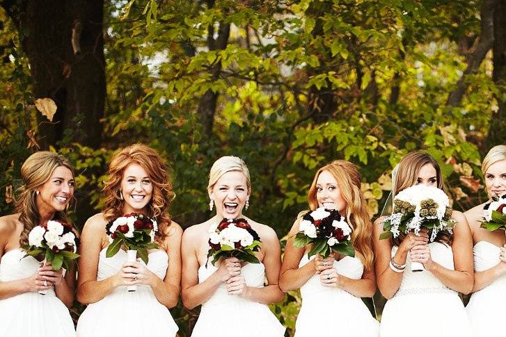 Bride and bridesmaids