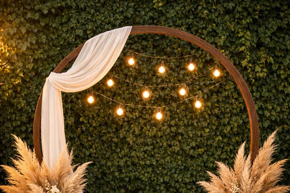 Greenery wall arch and lightss