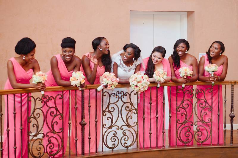 The bride with her bridesmaids