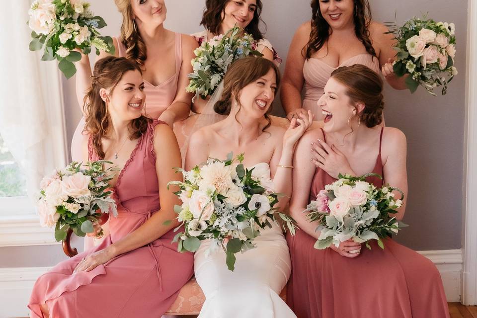 Bride and her bmaids