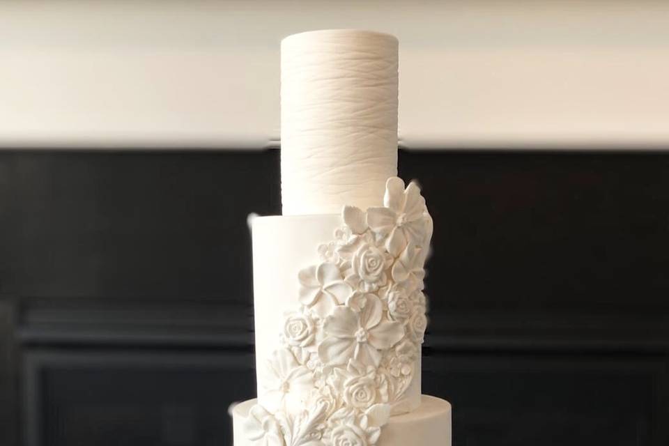 All white Wedding cake