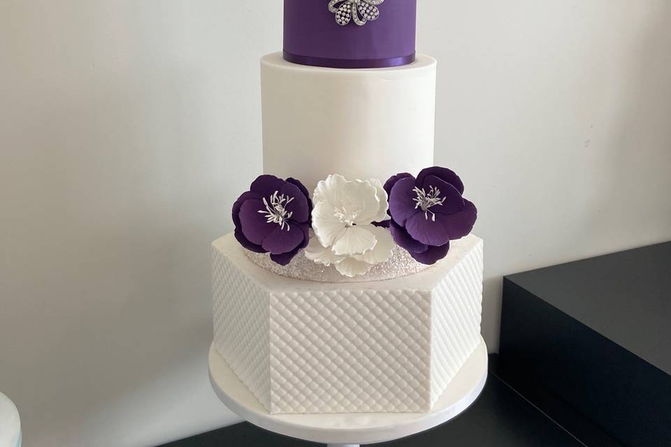 Purple & white hexagon wedding