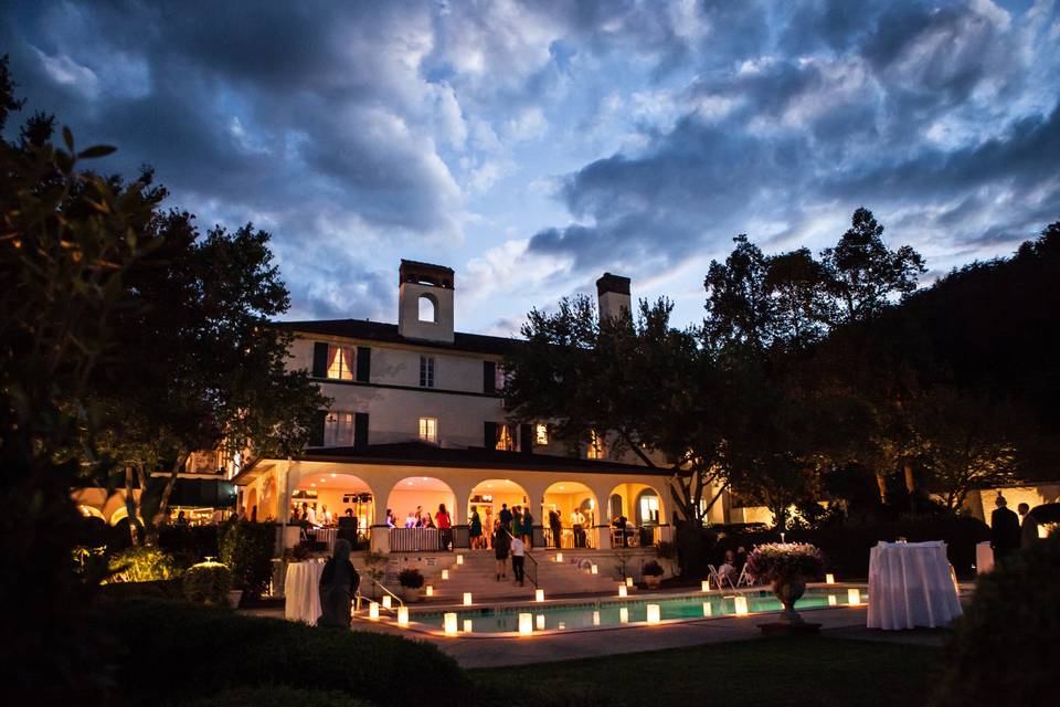 Lake lure inn reception at night