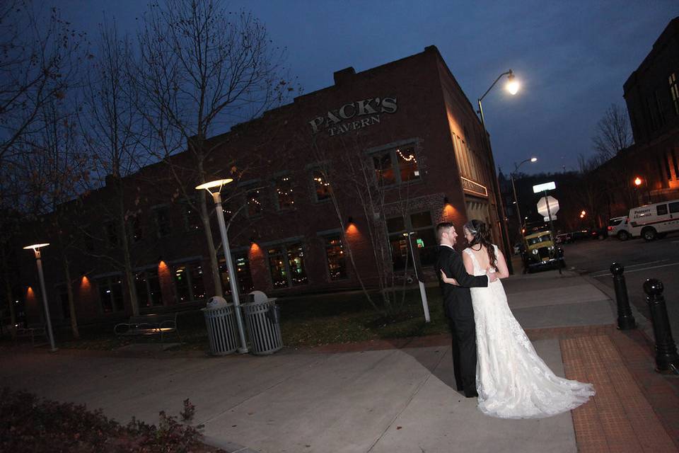 Wedding and reception at the century room at pack's tavern in downtown asheville, nc