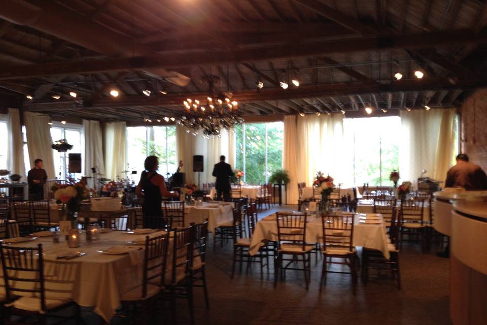Reception set up at the venue, downtown asheville, nc