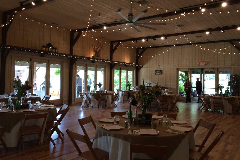 Reception set up at the farm, candler, nc