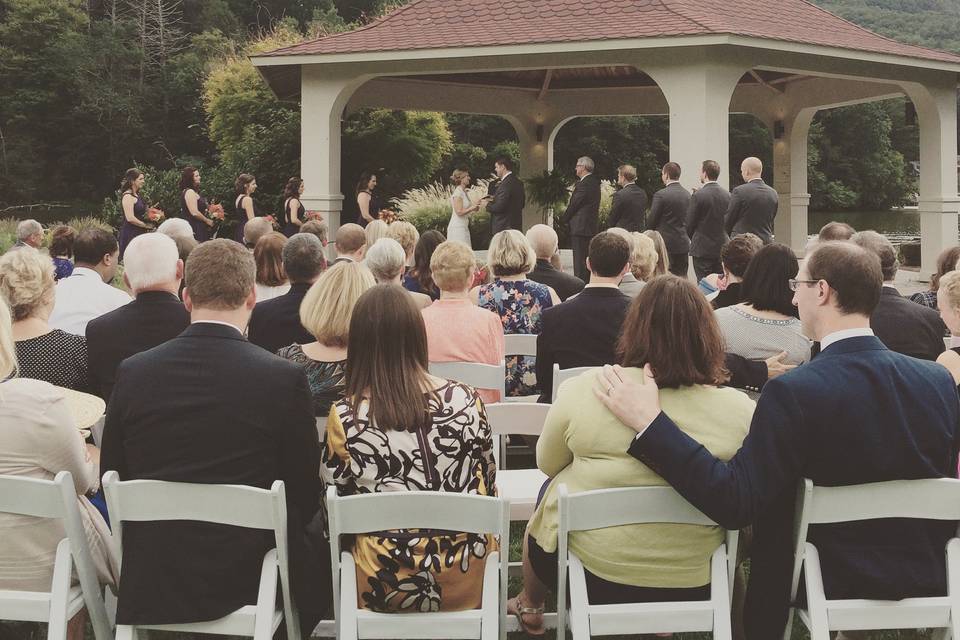 Wedding ceremony at morse park gazebo, lake lure, nc