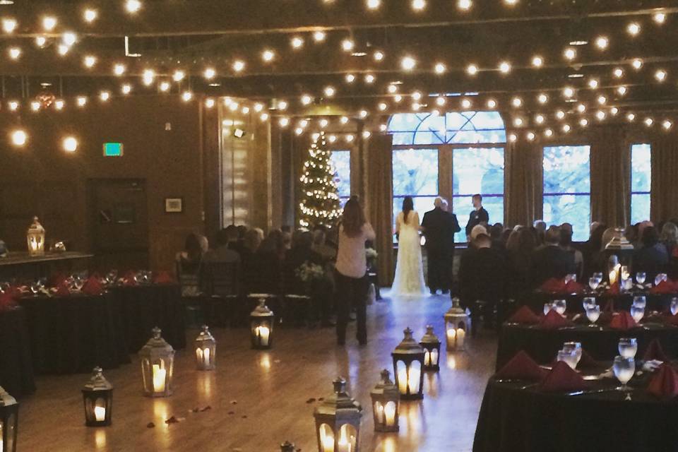 Wedding ceremony at the century room at pack's tavern in downtown asheville, nc