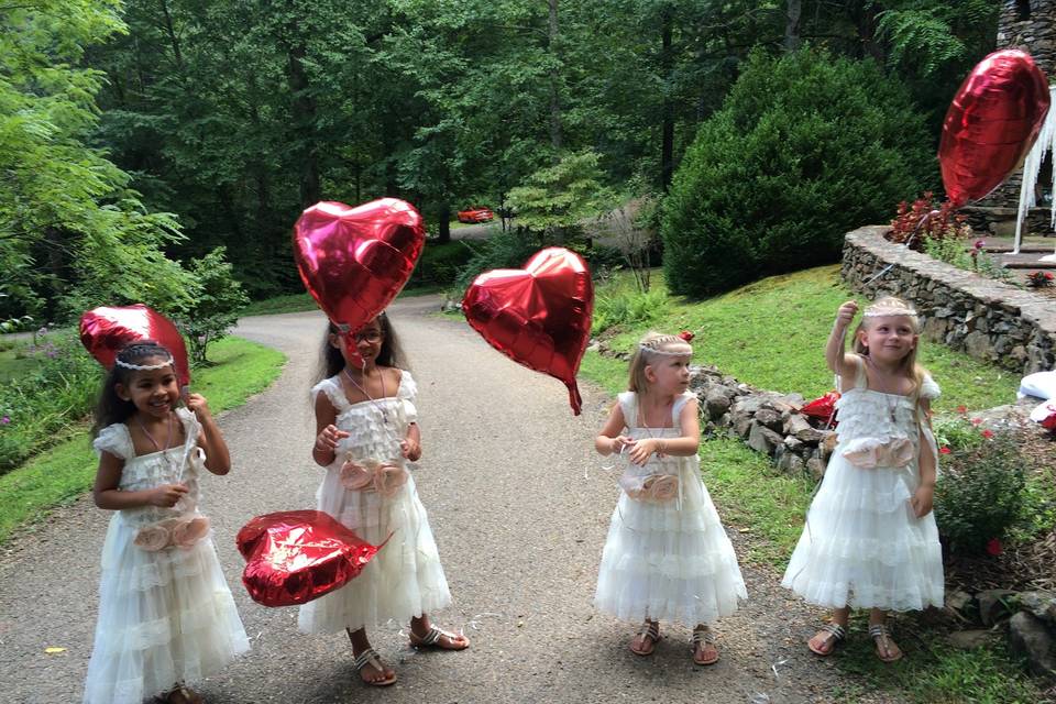 Flower girls with balloons