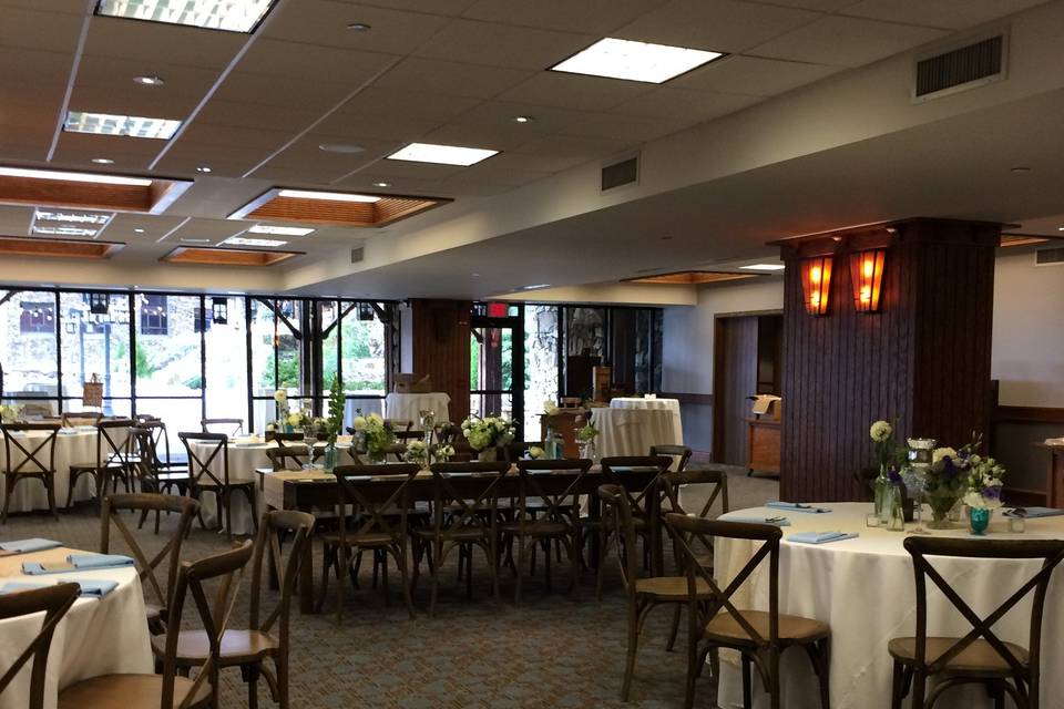 Wedding reception set up at the omni grove park inn, asheville, nc. Flowers by flower gallery.