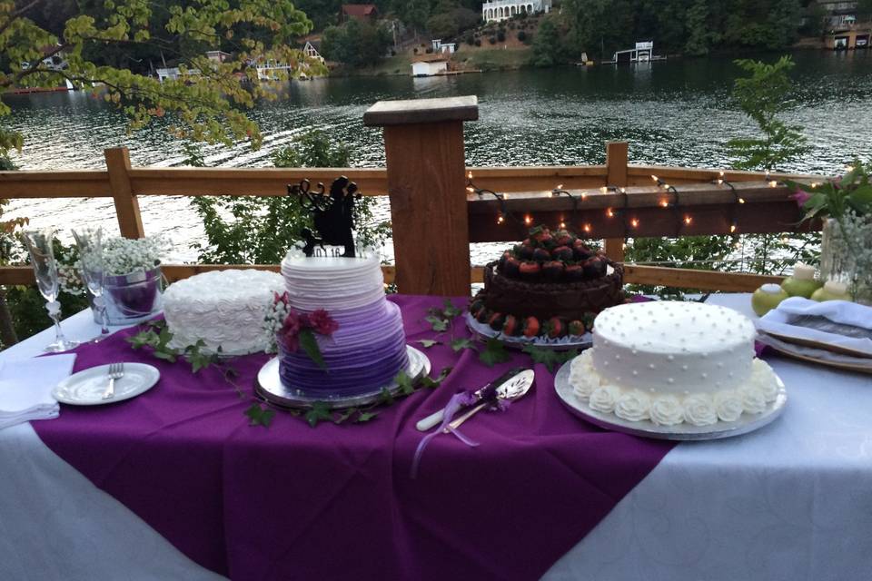 Dessert table, the lodge on lake lure, lake lure, nc. Cakes by publix.