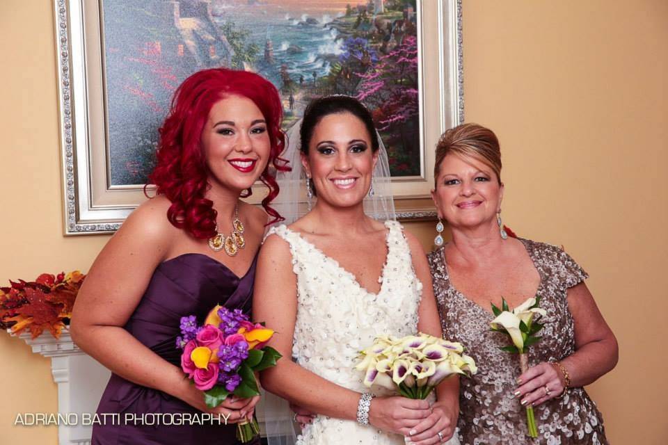 Bride, maid of honor, and mother