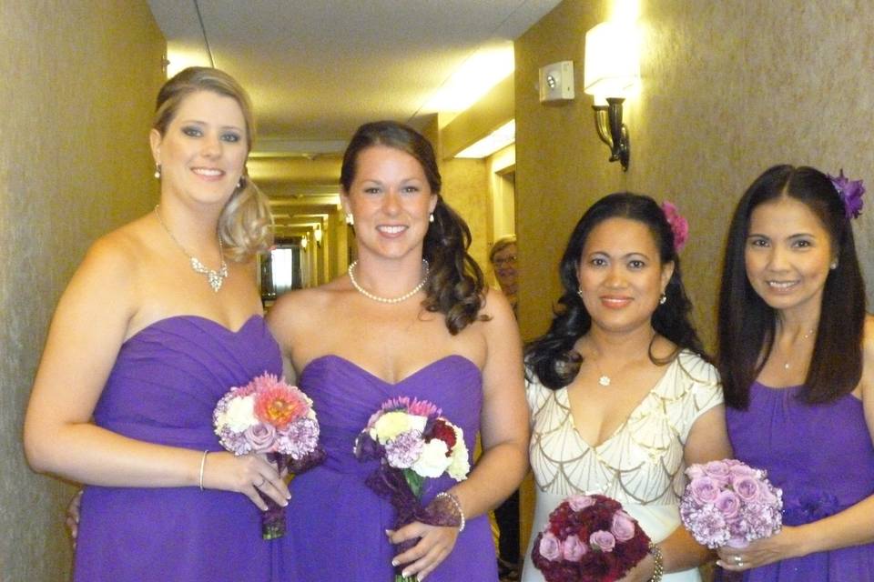 Bride and her bridesmaids