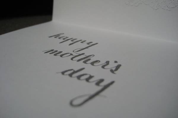 hand-punched, copperplate-lettered mother's day 