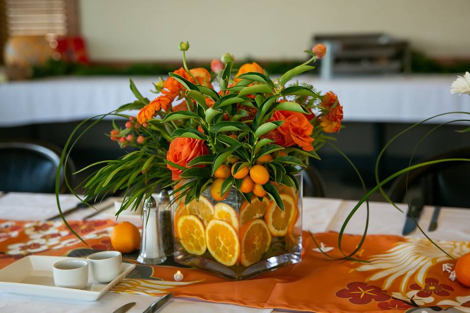 Orange theme centerpieces