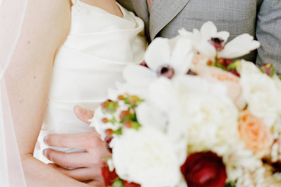 Smiling newlyweds