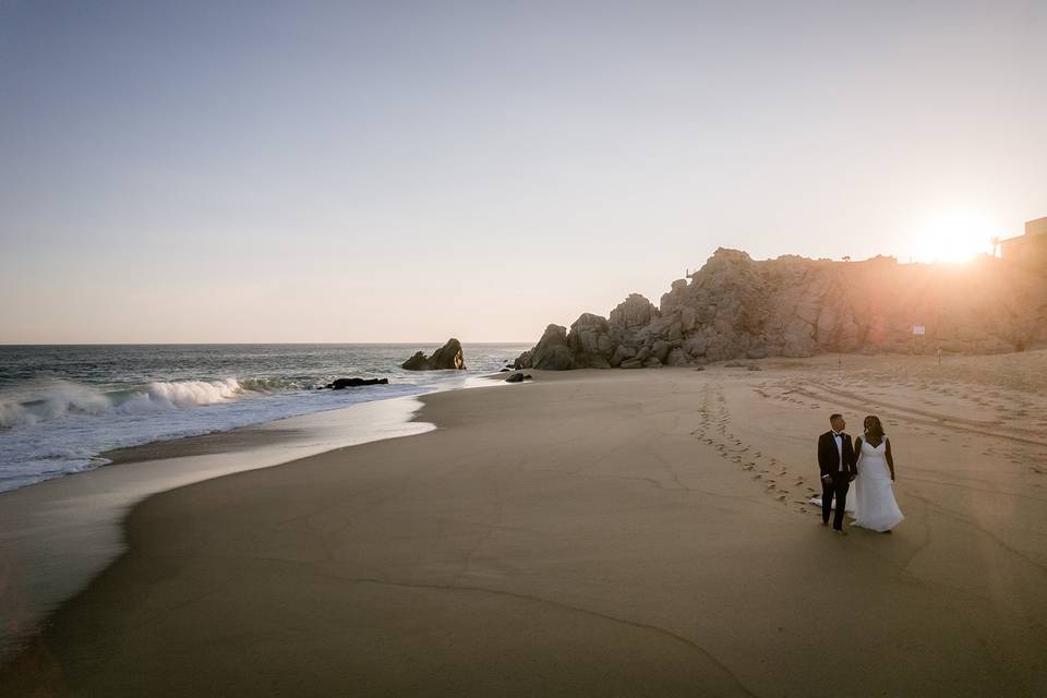 Bride groom beach reception