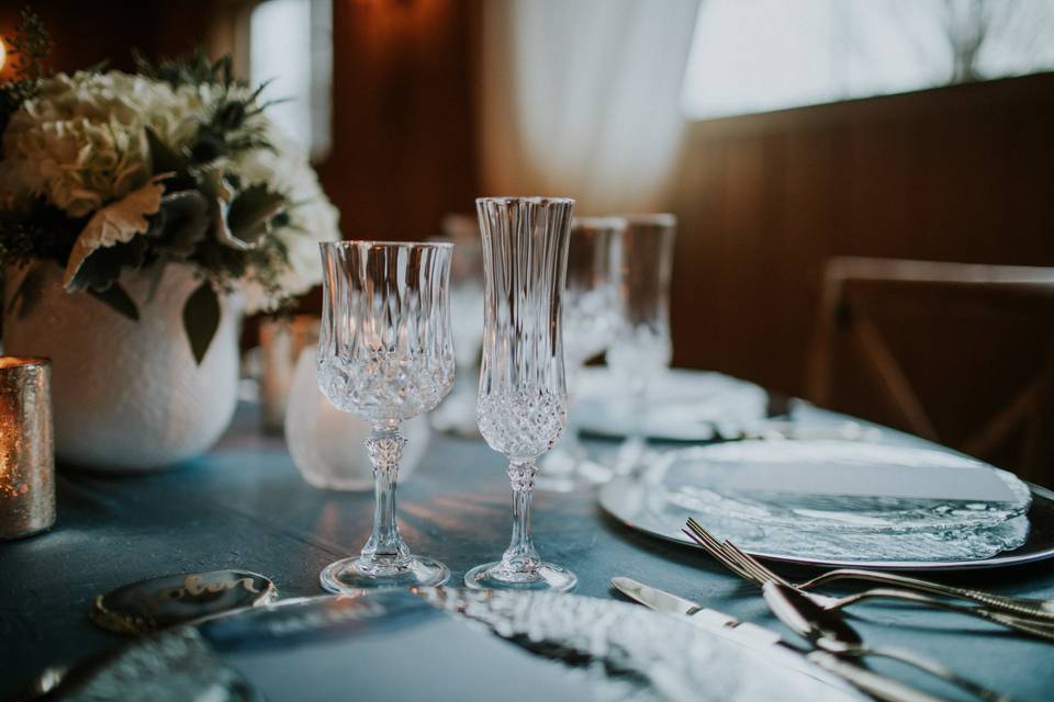 Dusty blue wedding decor