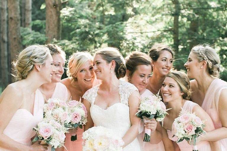 Bride and her bridesmaids