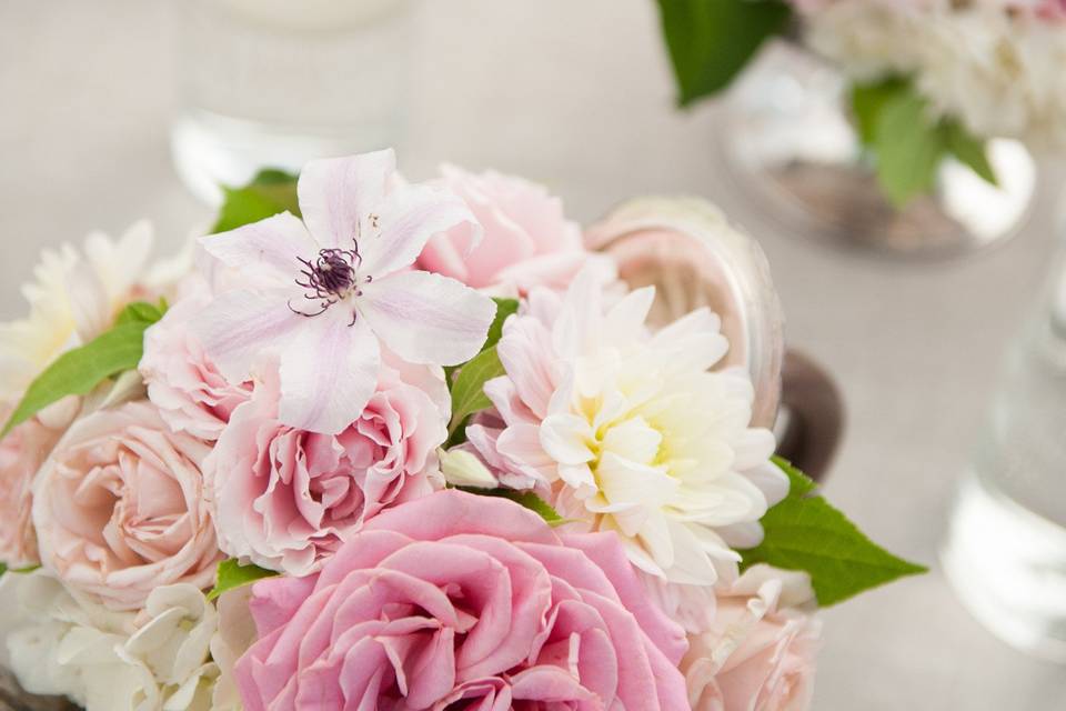 Pink and white floral decor