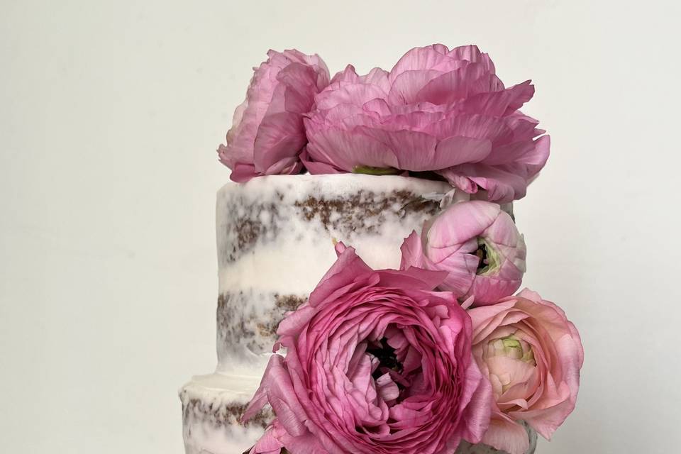 Three-tier naked cake