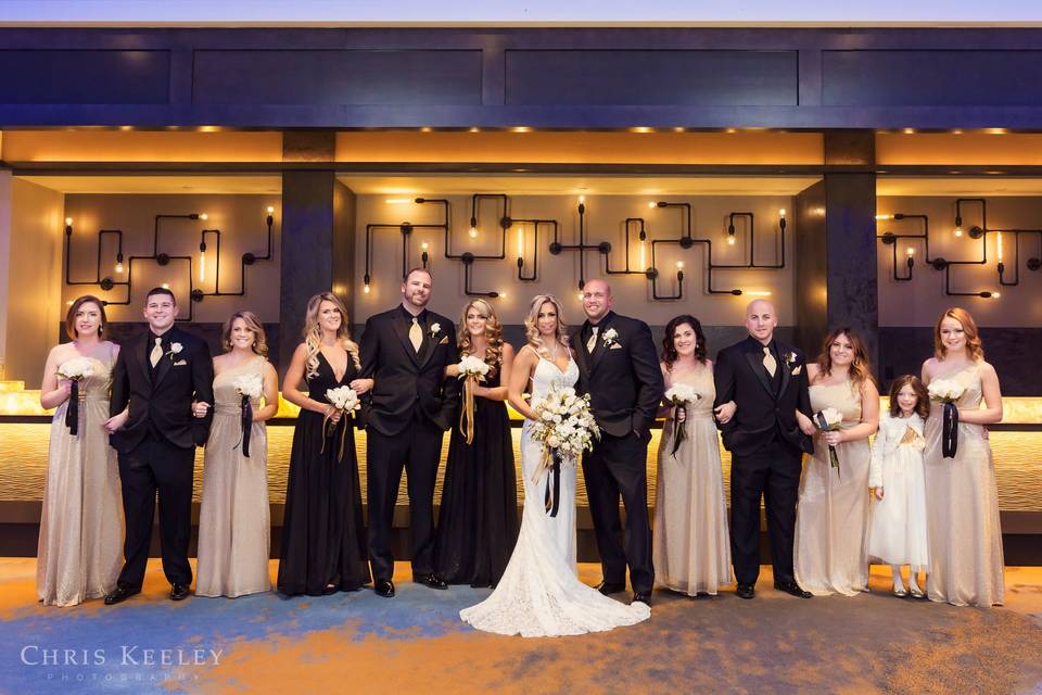 Bridal Party shot in front of new bar area