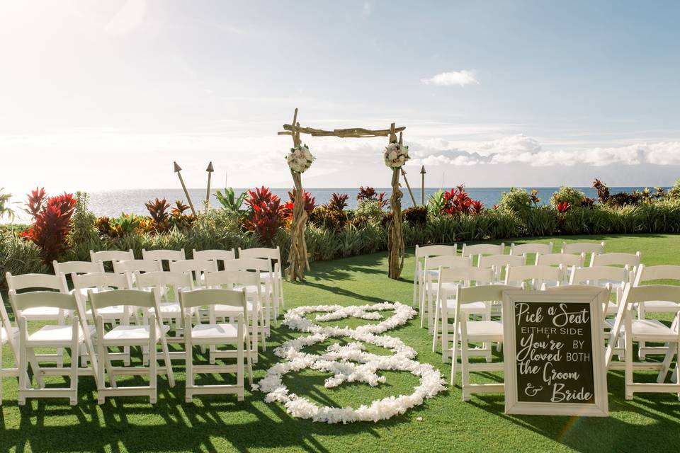 Ceremony with Driftwood arch