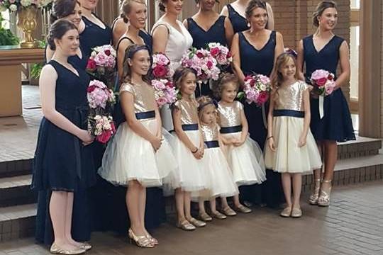 Bride and her bridesmaids
