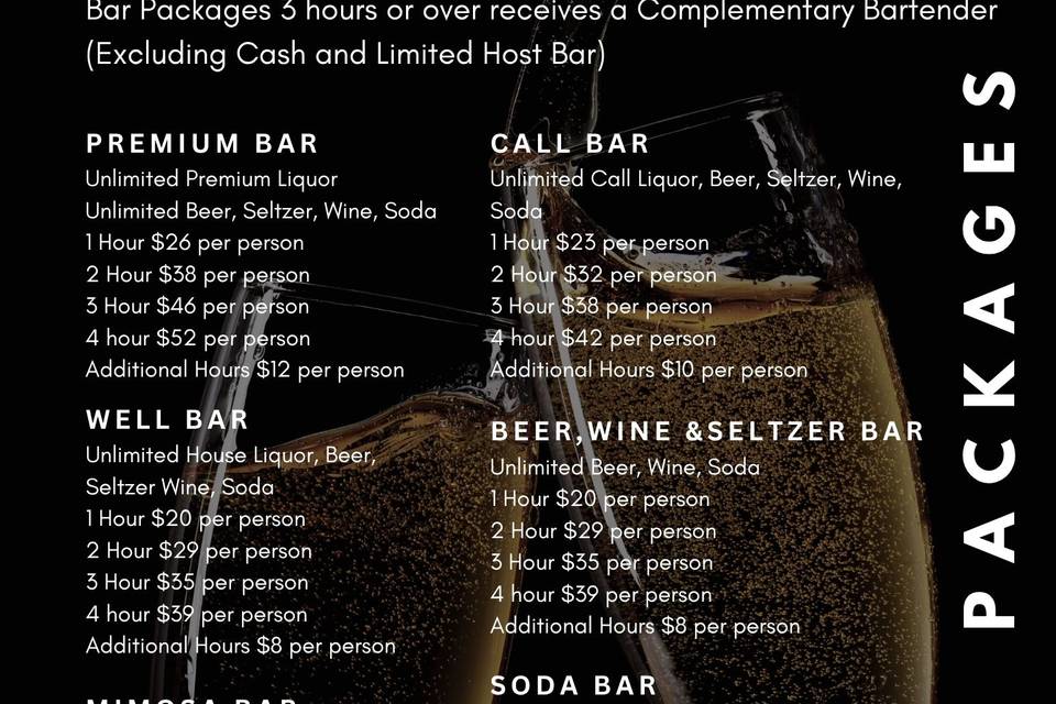 Champions Bar Packages