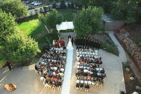 Aerial shot of the wedding