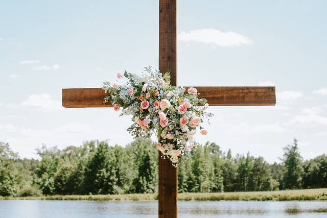 12 foot cross with flowers
