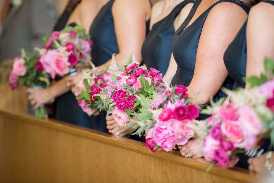 Brides and their bouquets.