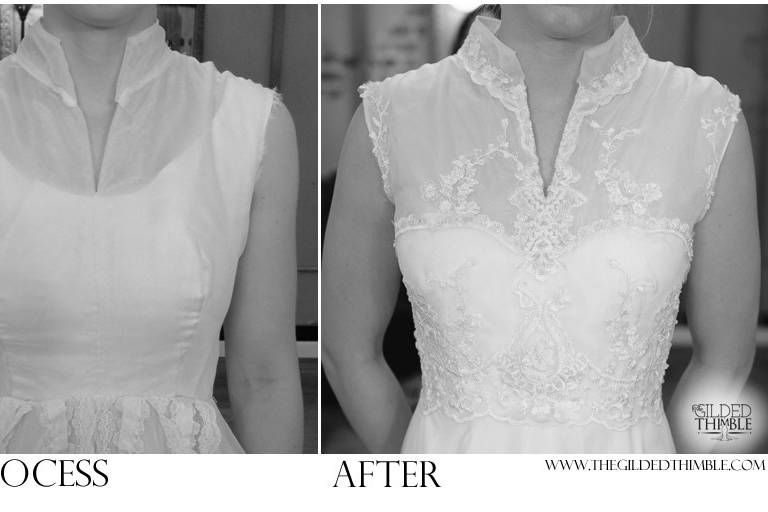 Vintage redesign with custom, hand sewn lace design