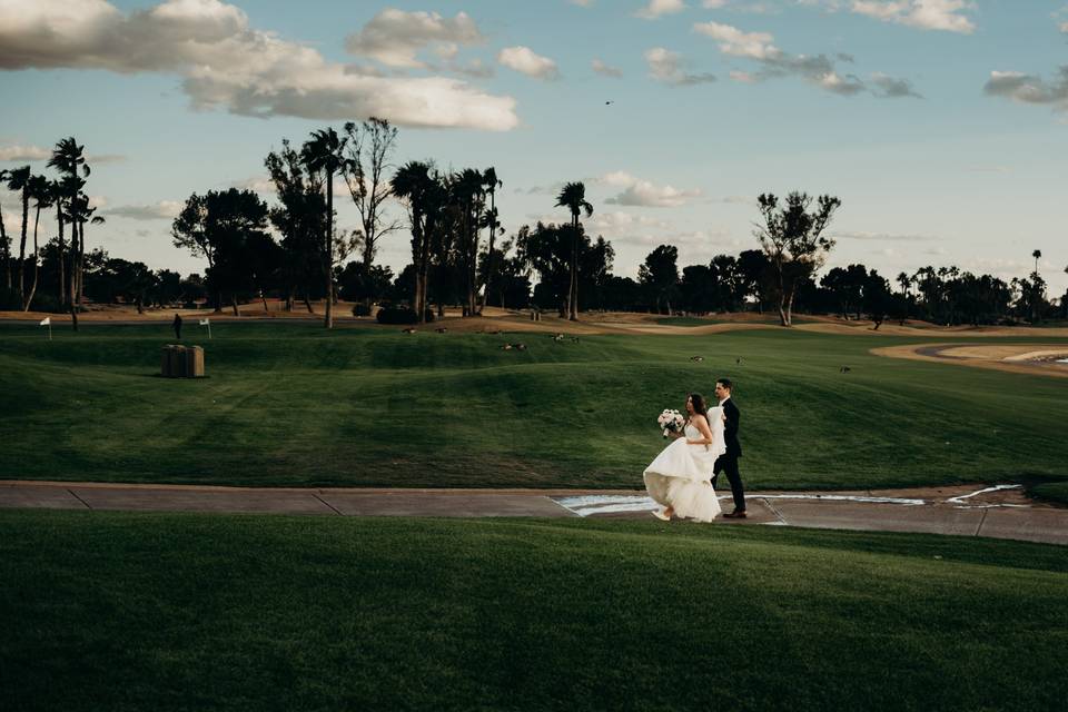 Walking to their reception