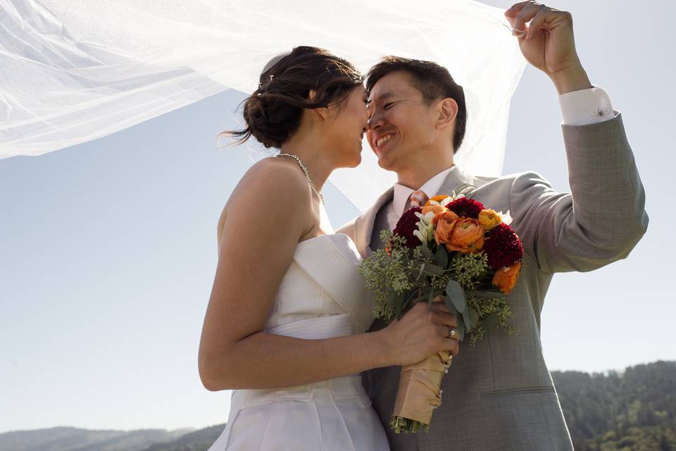 Post-ceremony kiss