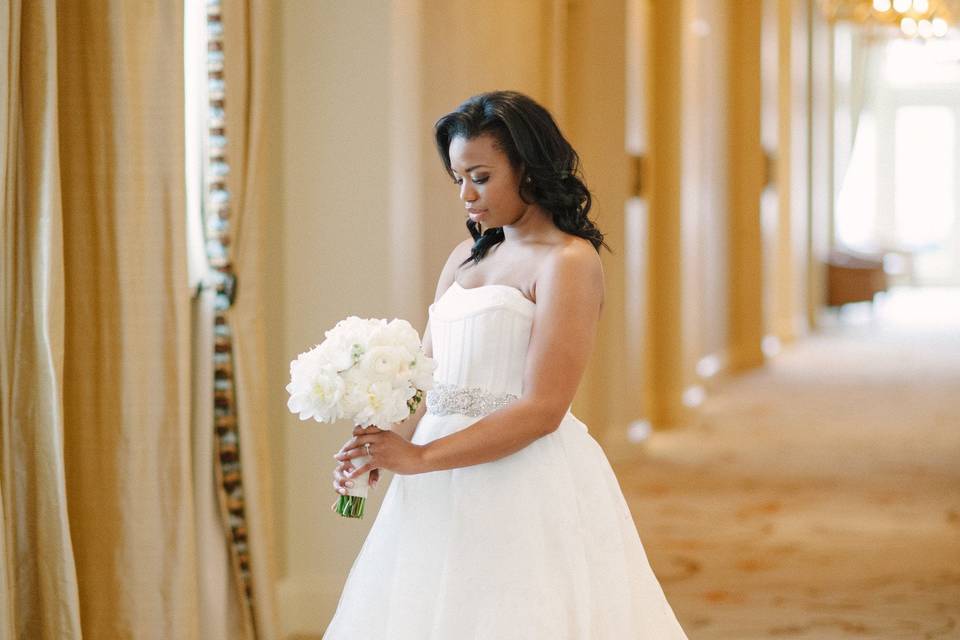 Bride holding bouquet