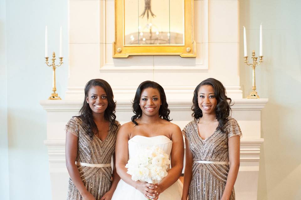 Bride with bridesmaids