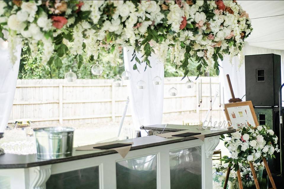 Floral Chandelier above Bar