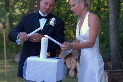 Candles can ordered to be personalized to remain a lasting memory of your wedding day!