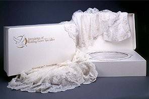 As a member of the Association of Wedding Gown Specialist, we can assist you with having your gown cleaned and preserved!