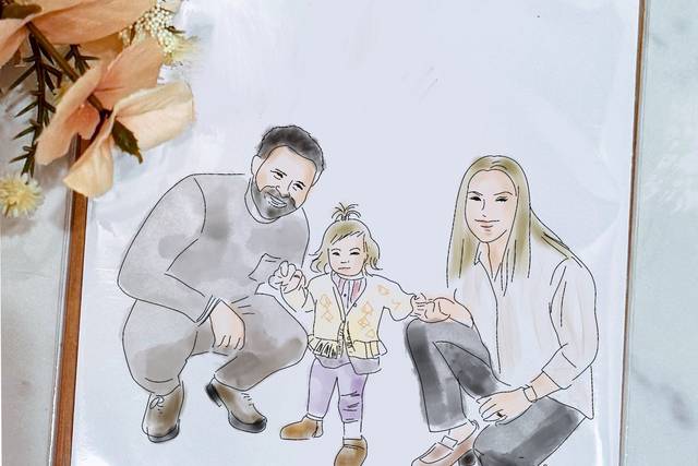 Young family drawing