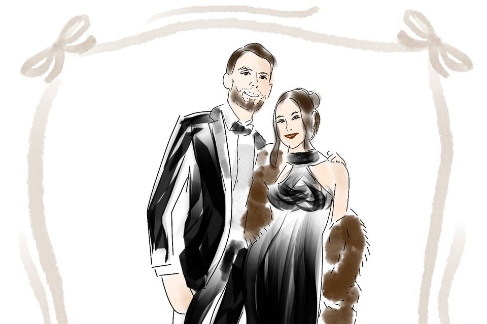 Winter wedding drawing