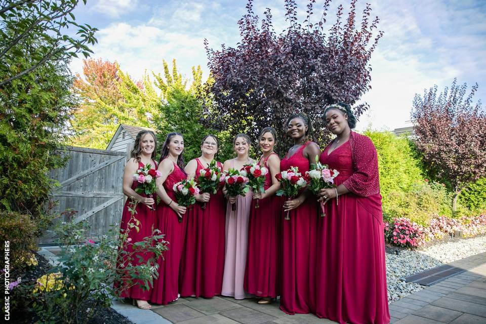 Wedding Party in Outdoor Patio