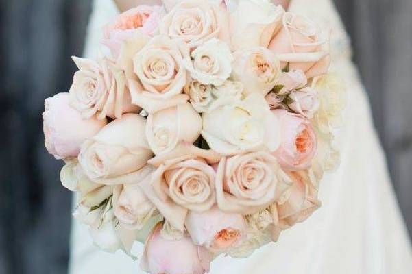 The bride holding her bouquet