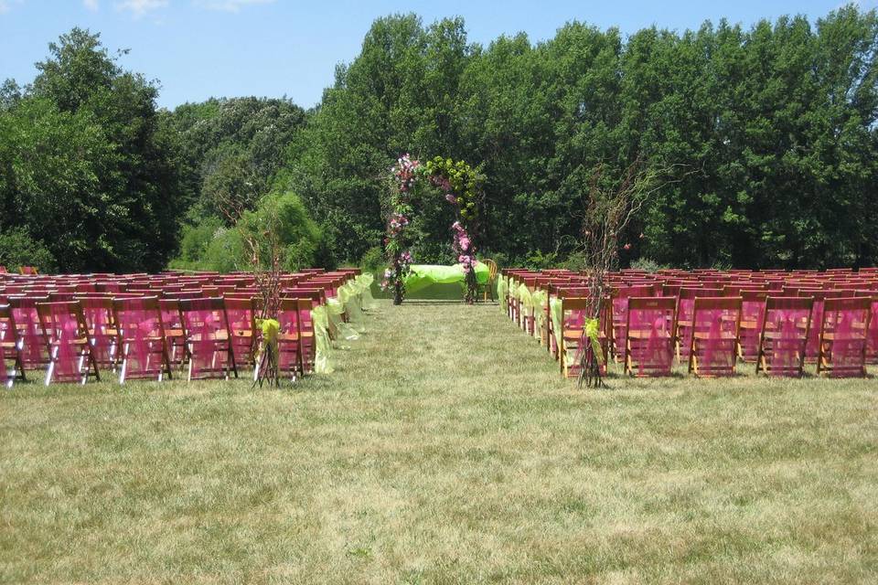 Outdoor wedding setup