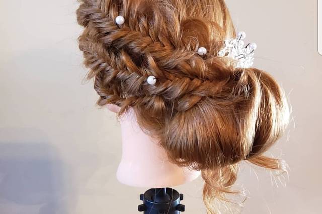 Updo with fishtail braids