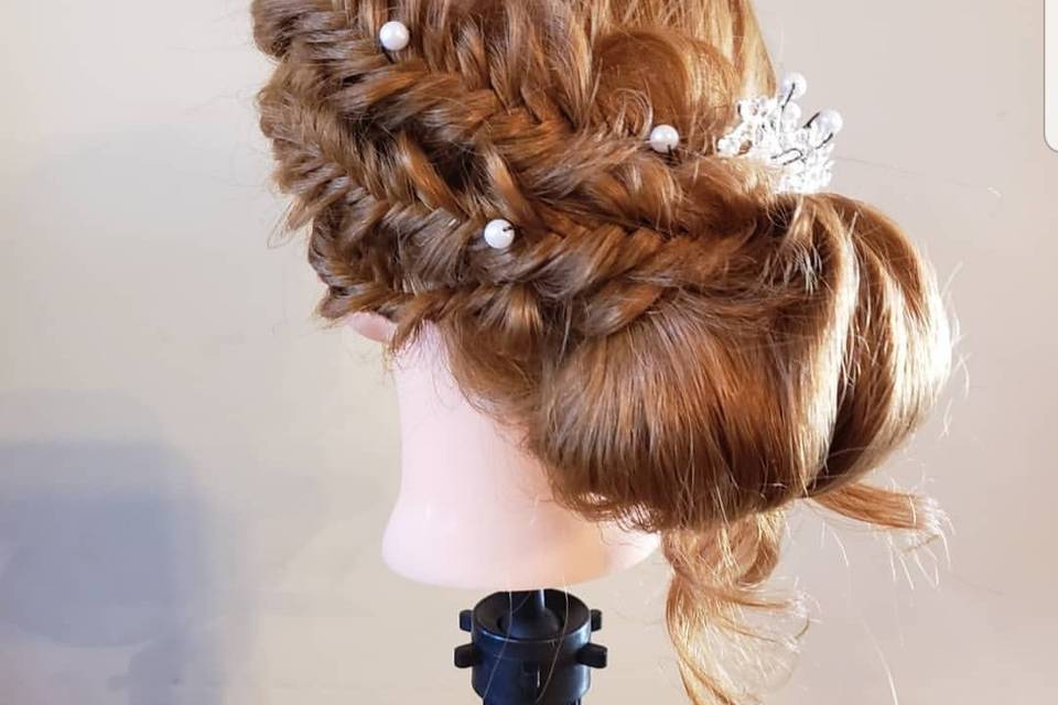 Updo with fishtail braids
