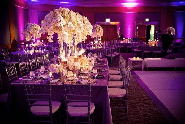 Table setup with centerpiece